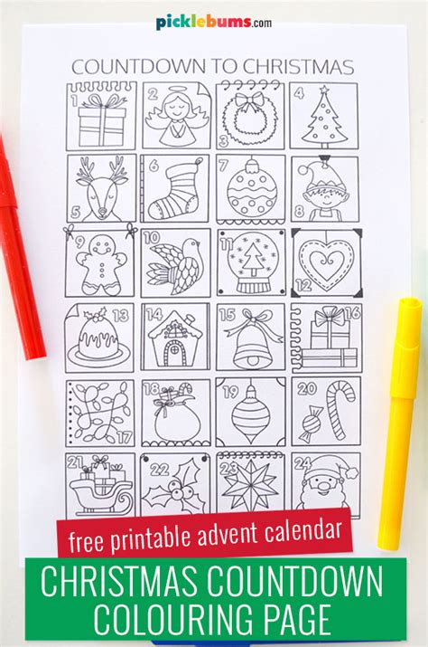 Free Printable Advent Calendar To Color